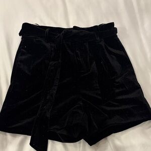 Chic Black Velvet High Waist Shorts